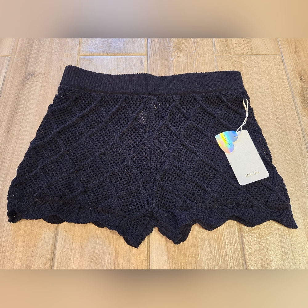 Black Crocheted Shorts, M